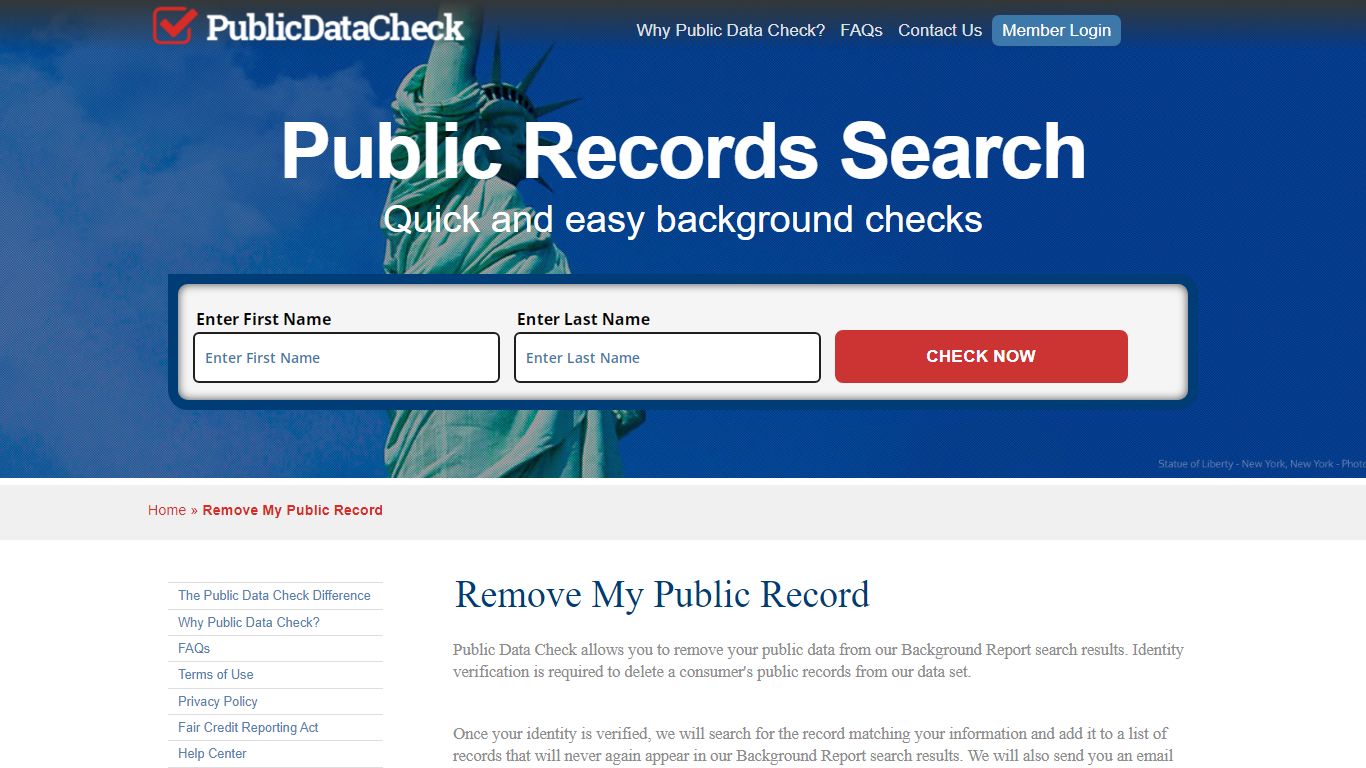 Remove My Public Record | Public Data Check Help Center